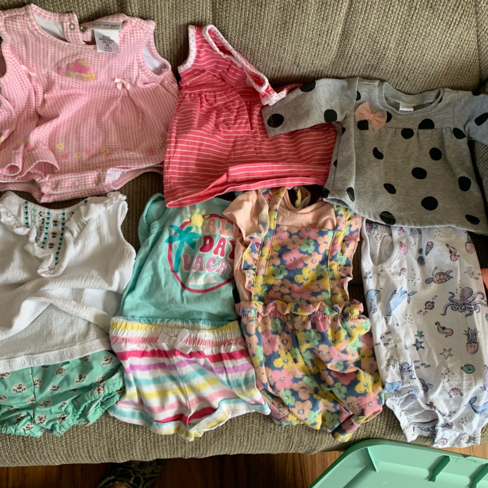 Baby girl clothes, swaddles, and car seat cover. - Picture 2 of 6